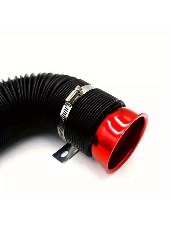 Red Universal 3 Inch Flexible Cold Air Intake Hose Pipe Filter Tube - Image 5