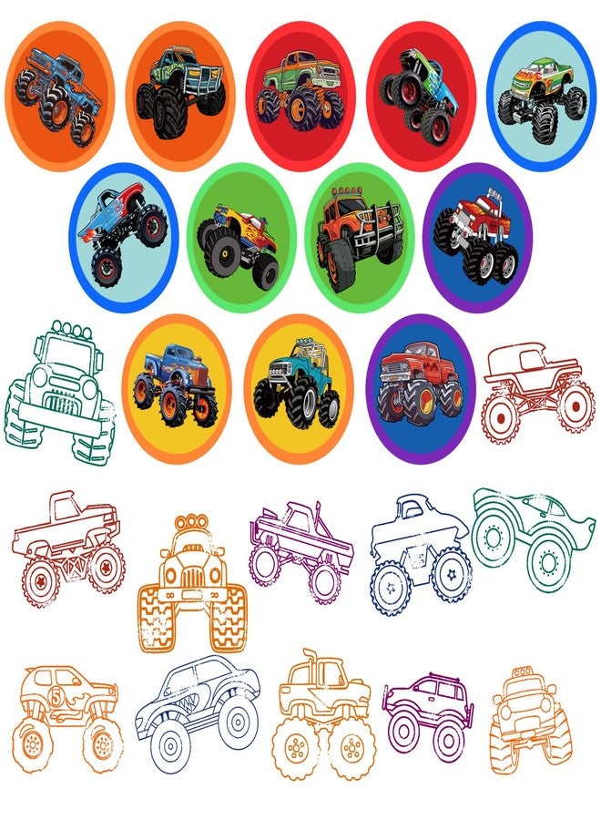 Cinrobiye 24 PCS Monster Truck Party Stampers，Truck & Car Birthday Favors, Hot Wheels Party Supplies, Classroom Rewards, Carnival Prizes, Goodie Bag & Pinata Fillers for Boys Girls - Image 2