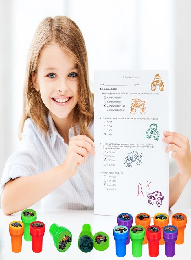 Cinrobiye 24 PCS Monster Truck Party Stampers，Truck & Car Birthday Favors, Hot Wheels Party Supplies, Classroom Rewards, Carnival Prizes, Goodie Bag & Pinata Fillers for Boys Girls - Image 5