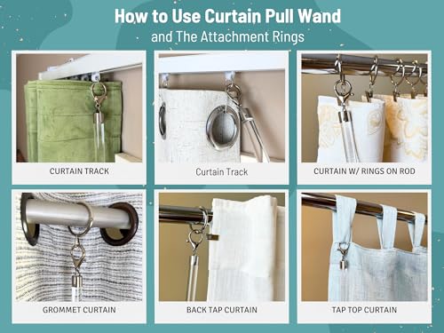OooWow 24 inch (4 Pack) Steel Cap Round Base Acrylic Curtain Pull Wand - Clear Curtain Wand - Invisible Drapery Wand - Drapery Pull Rod (24 Inch) - Image 4