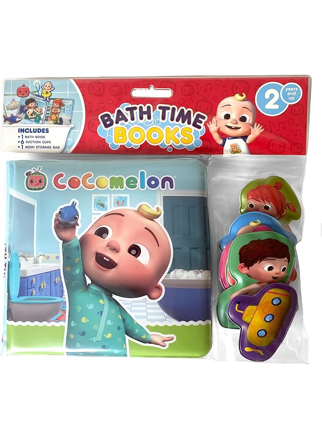PHIDAL Moonbug Cocomelon Bath Time Books (Eva Bag) With Suction Cups And Mesh Bag - Image 1