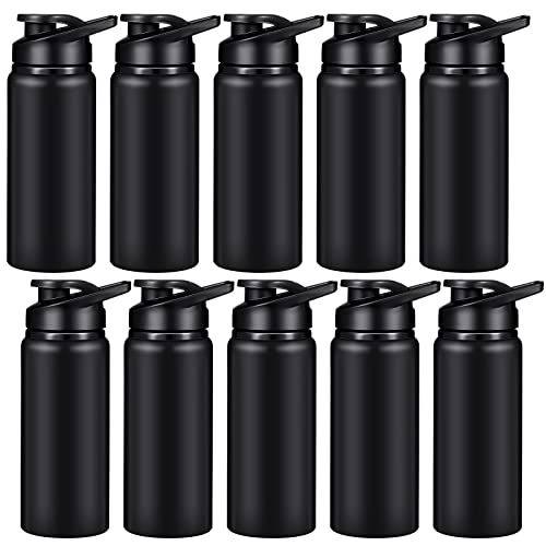 CHENGU 4 Pieces Water Bottle Bulk 20 oz Aluminum Reusable Bottles Lightweight Snap Lid Water Cups Easy Carry Leak Proof Travel Tumbler for Gym Sports Camping Hiking Fishing Black - Image 1