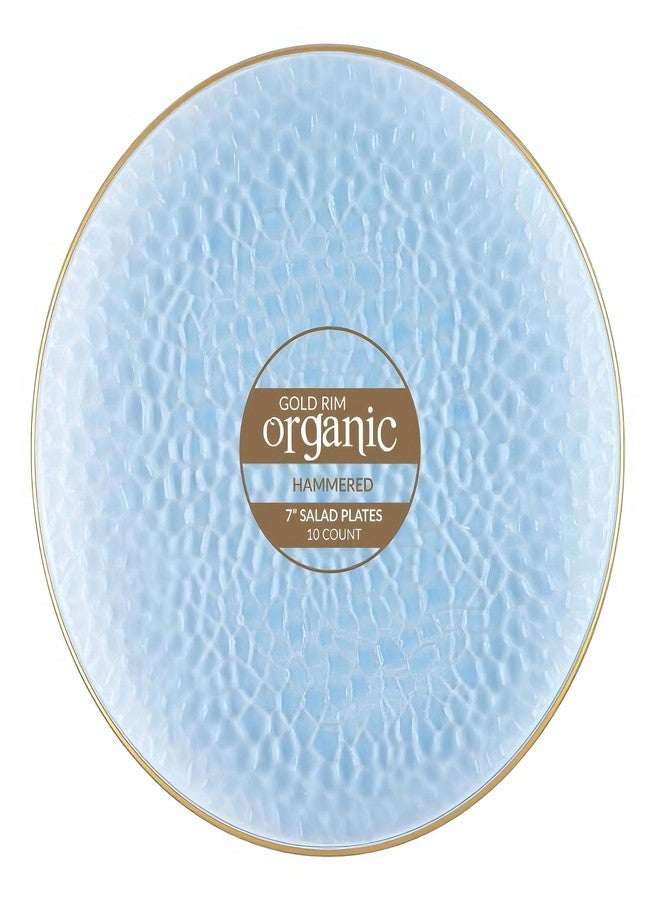 Blue Sky Organic Hammered Blue Gold Rim Plates - 10 Count, 9" | Round Disposable Plastic, Elegant Design for Parties & Events - Image 4