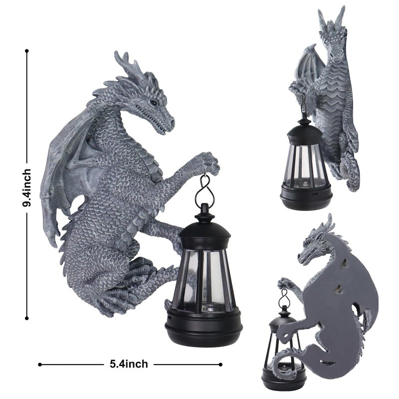 Halovin Garden Statues Tree Hugger Dragon - Halloween Dragon Statue Solar Lights Outdoor Patio Wall Decor,Christmas& Mothers Day&Birthday Gifts for Grandma Mom Women,Ideas Arts Crafts Waterproof Resin Lantern - Image 3