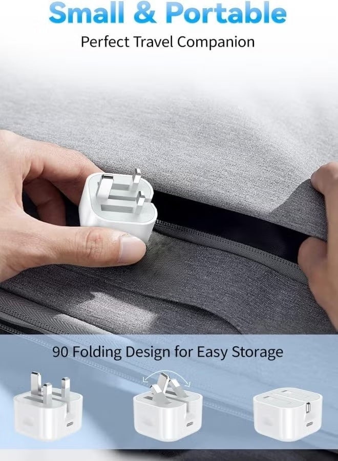 Compatible with IPhone Charger Fast Charging|20W USB-C Travel Power Adapter Compatible for iPhone 16/15/14/14 Pro/14 Pro Max/14 Plus/13/12/SE2020/11/XR/XS Max/X/iPad,Samsung Galaxy And all Type C Phones - Image 5