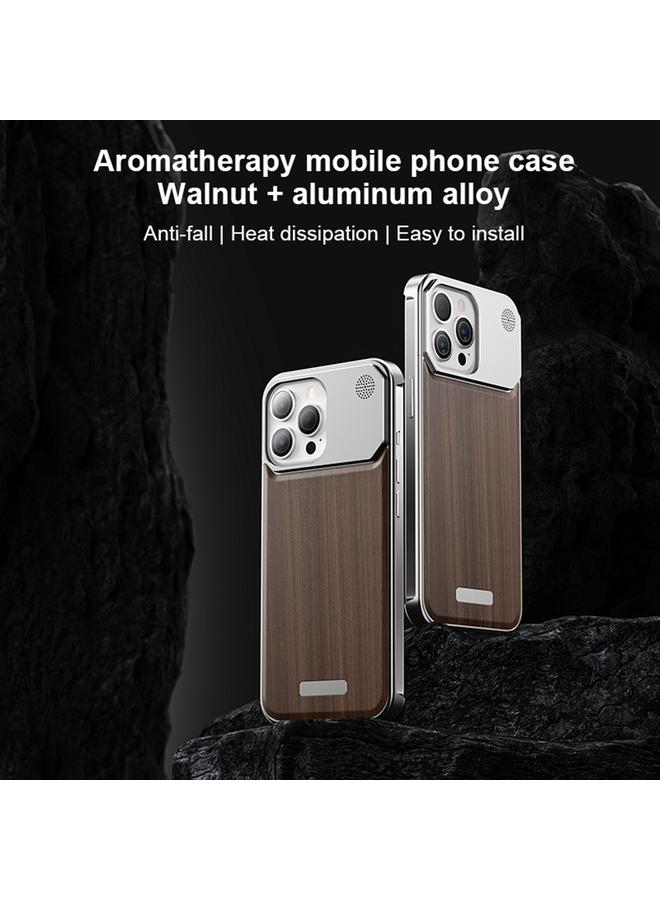 S-TOP Case For iPhone 14 Pro Max Aluminum Alloy Aromatherapy Wood Grain Phone Case - Image 3
