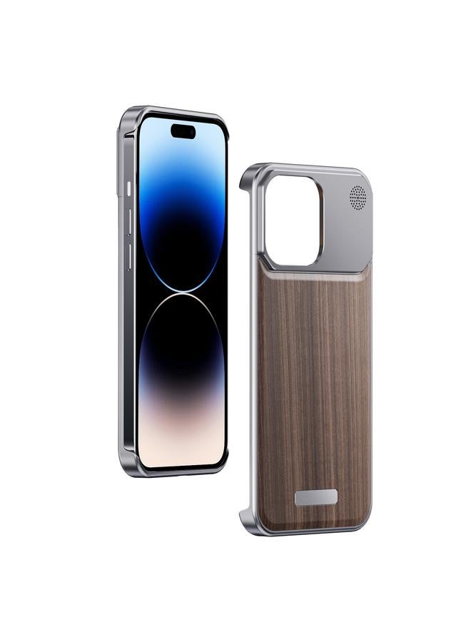 S-TOP Case For iPhone 14 Pro Max Aluminum Alloy Aromatherapy Wood Grain Phone Case - Image 1