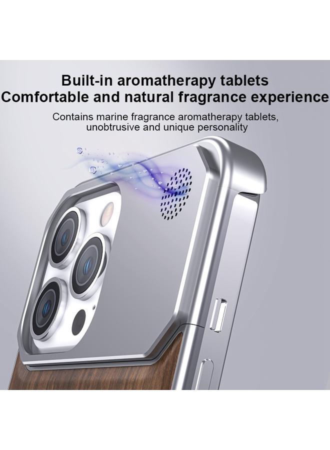 S-TOP Case For iPhone 14 Pro Max Aluminum Alloy Aromatherapy Wood Grain Phone Case - Image 5