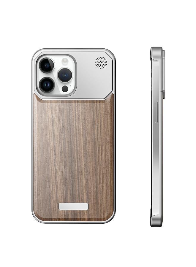 S-TOP Case For iPhone 14 Pro Max Aluminum Alloy Aromatherapy Wood Grain Phone Case - Image 2