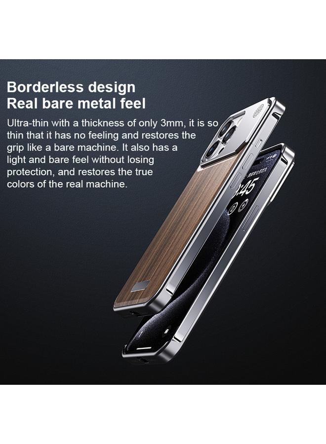S-TOP Case For iPhone 14 Pro Max Aluminum Alloy Aromatherapy Wood Grain Phone Case - Image 4