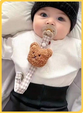 سلسلة مصاصة للرضع على شكل دب كرتوني، مشبك حلمة، مثبت لعبة مضغ، حبل مصاصة مانع للسقوط، خفيف الوزن، سهل التنظيف، تصميم كوري (بني) - view 2