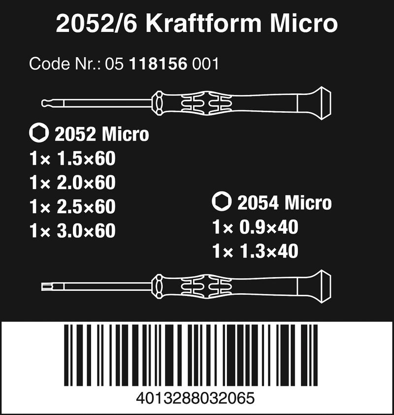 Wera - 5118156001 2052/6 Kraftform Micro Ballhead Hexagon Electronics Screwdriver Set and Rack, 6-Piece - Image 2