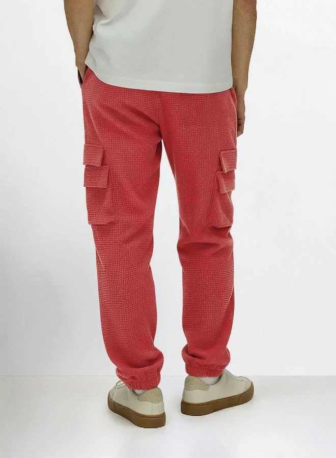 شركة المرآب الهندية Men Loose Fit Solid Cargo Pocket Mid-Rise Joggers