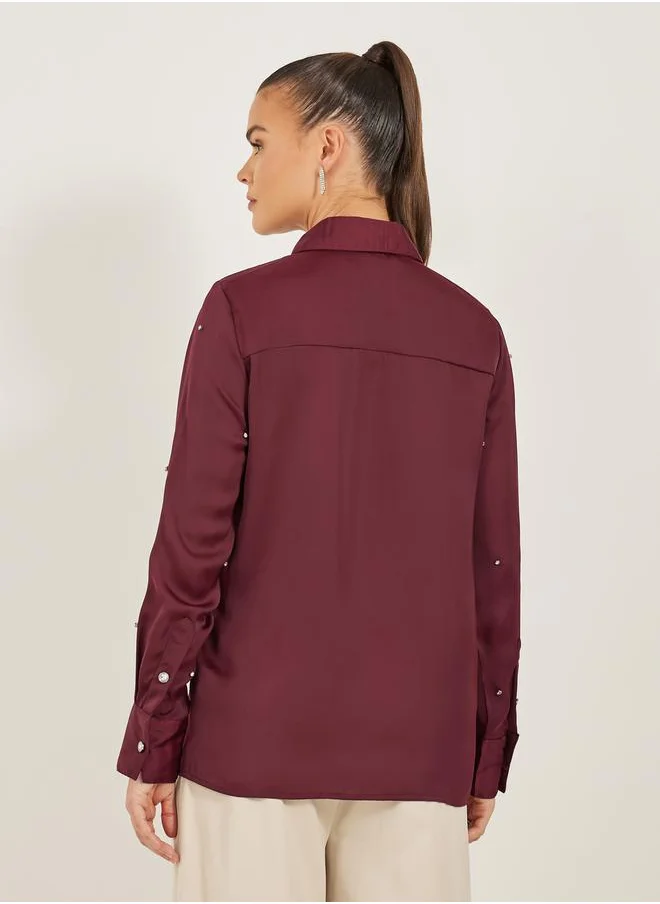 Styli Printed Long Sleeve Button Down Shirt