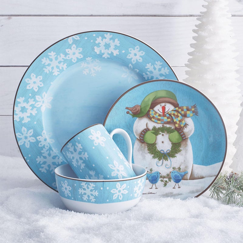 Pfaltzgraff Evergreen Ernie Dinnerware Set, 16 Piece, Blue, White - Image 2