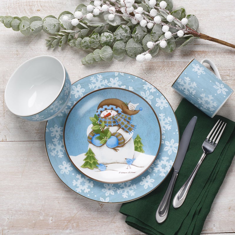 Pfaltzgraff Evergreen Ernie Dinnerware Set, 16 Piece, Blue, White - Image 3