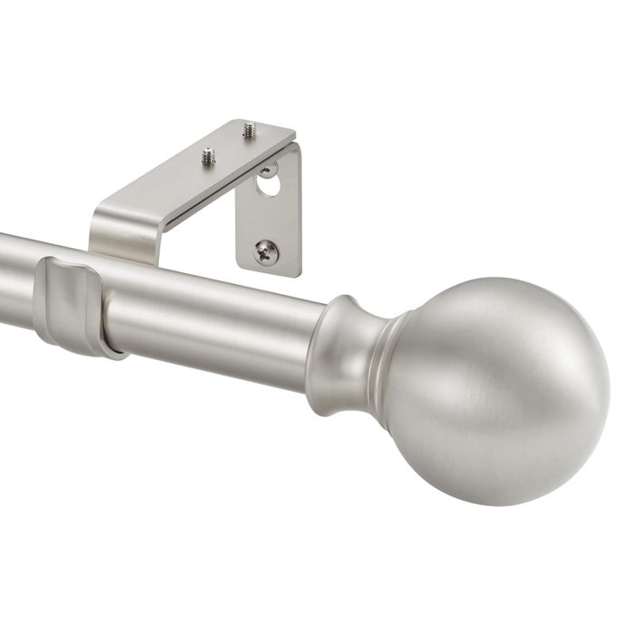 WINDOW CURTAIN RODS 72 TO 144 INCHES 1 INCH DIAMETER ADJUSTABLE DRAPERY ROD DECORATIVE HEAVY DUTY CURTAINS ROD WITH FANCY ROUND FINIALS FOR LIVING ROOM BEDROOM PATIO BRUSHED NICKEL