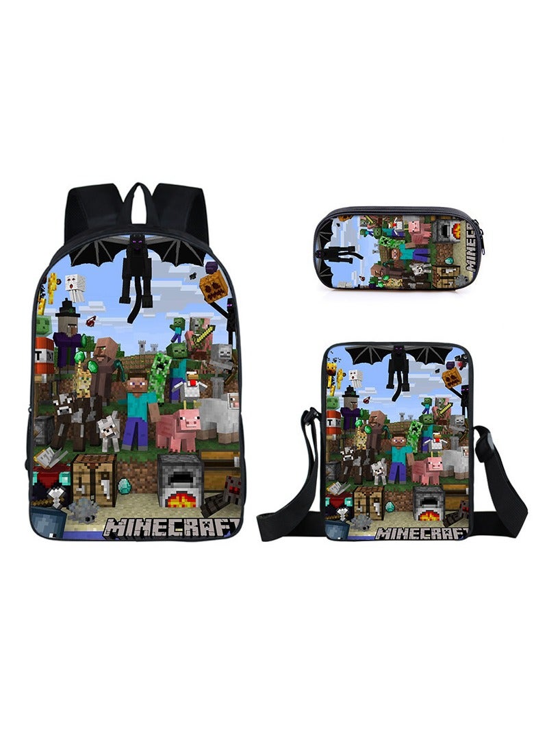 MINECRAFT My World Cartoon Student Backpack Three-piece Set 29*42*16cm