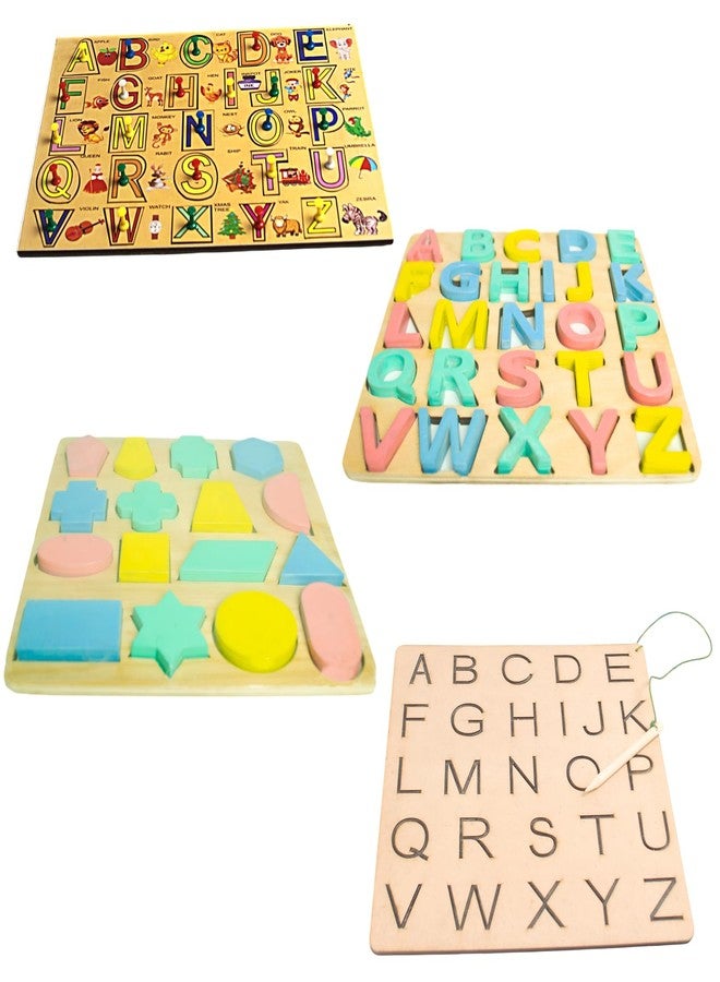 Techny Birds Technybirds Wooden Learning Combo Educational ABCD Board for Baby, Activity Toys for Toddlers & Preschoolers | ABCD Puzzle Set | Puzzle Toys for 2 Years Old Boys & Girls (Alphabet, Tracing, Shape) - Image 1
