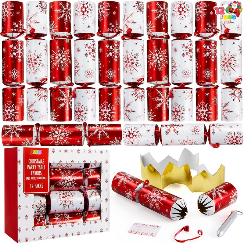 JOYIN 12 Pack Christmas Party Favor NonSnap Red White Snowflake Design Party Table Favors with Holiday Party Favor Supplies for Kids and Adults Christmas Parties Dinners and Holidays - Image 2