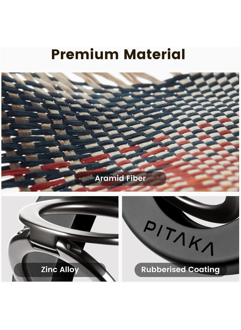 PITAKA - PITAKA Phone Ring Holder Magnetic Phone Grip 3 Compatible with MagSafe Ring for iPhone 15/14/13/12 [MagEZ Grip 3] Pattern Name: Black (Double Ring) - Image 1