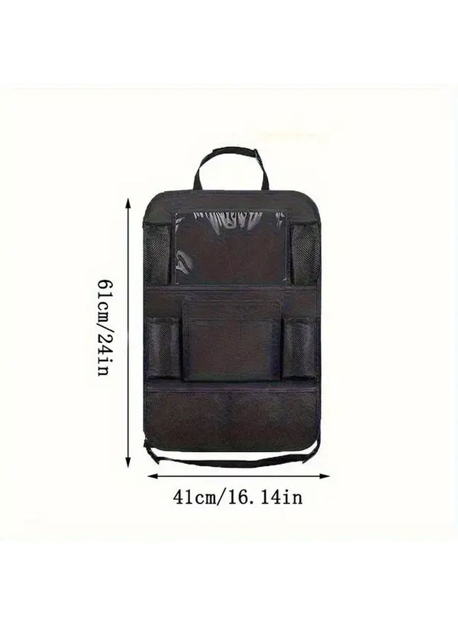 2Pcs Black Car Seat Back Organizer With Spill Proof Design And Multiple Pockets - Image 3