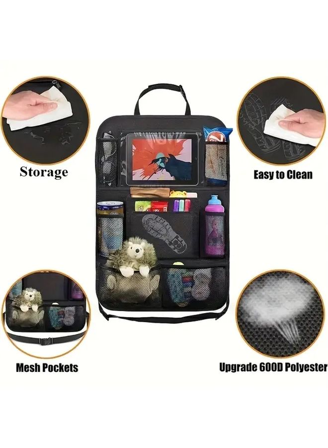 2Pcs Black Car Seat Back Organizer With Spill Proof Design And Multiple Pockets - Image 4