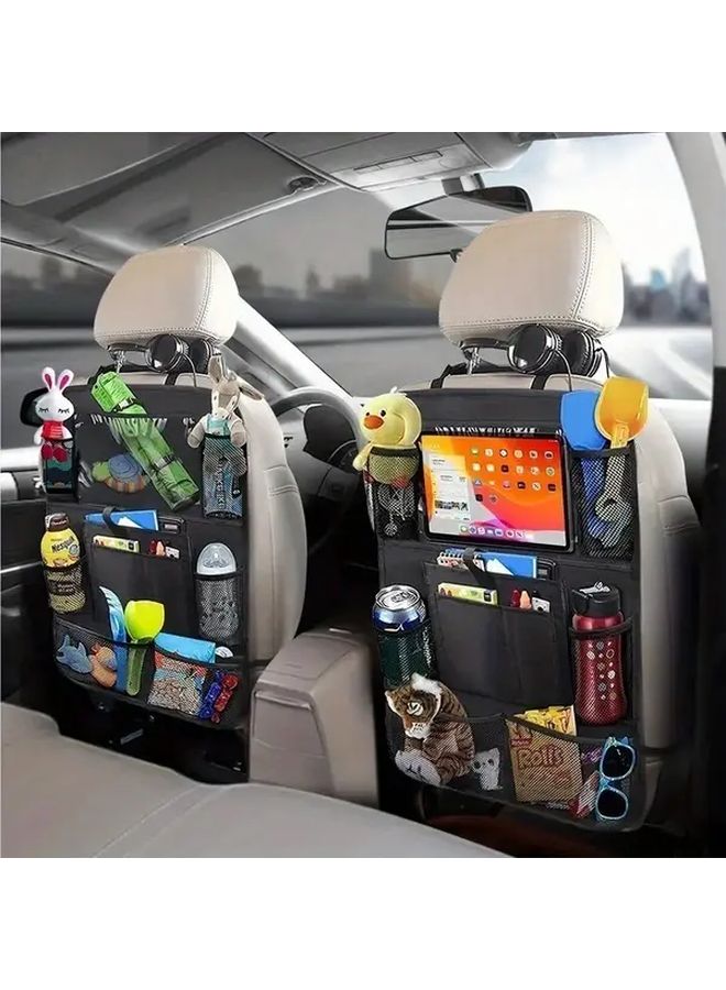 2Pcs Black Car Seat Back Organizer With Spill Proof Design And Multiple Pockets - Image 2