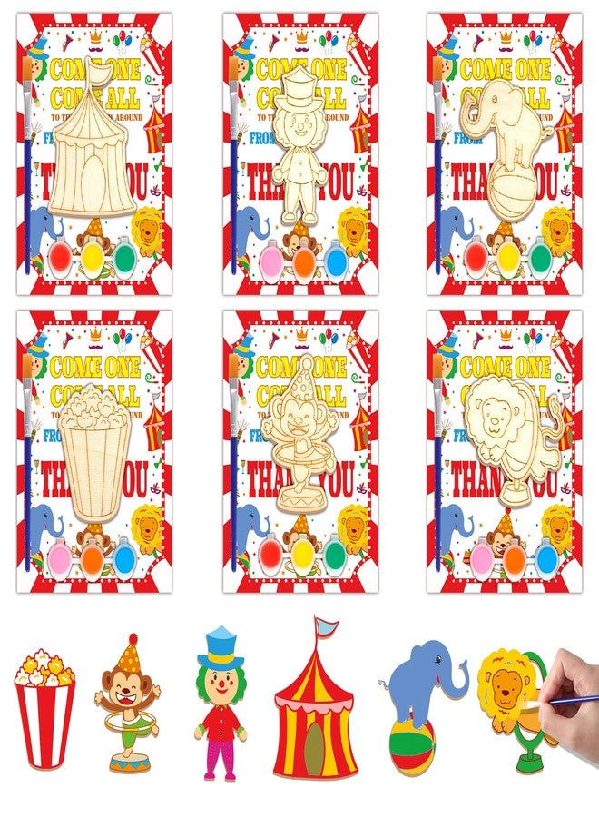 Bornerwhite Circus Party Favors Carnival Craft Kits Party Supplies Wooden Painting Kit for Kids Boys Girls Birthday Decorations Supplies Gifts Classroom School Prizes Rewards(12 Pcs) - Image 1