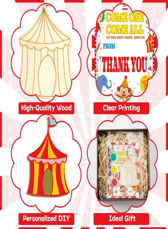 Bornerwhite Circus Party Favors Carnival Craft Kits Party Supplies Wooden Painting Kit for Kids Boys Girls Birthday Decorations Supplies Gifts Classroom School Prizes Rewards(12 Pcs) - Image 4