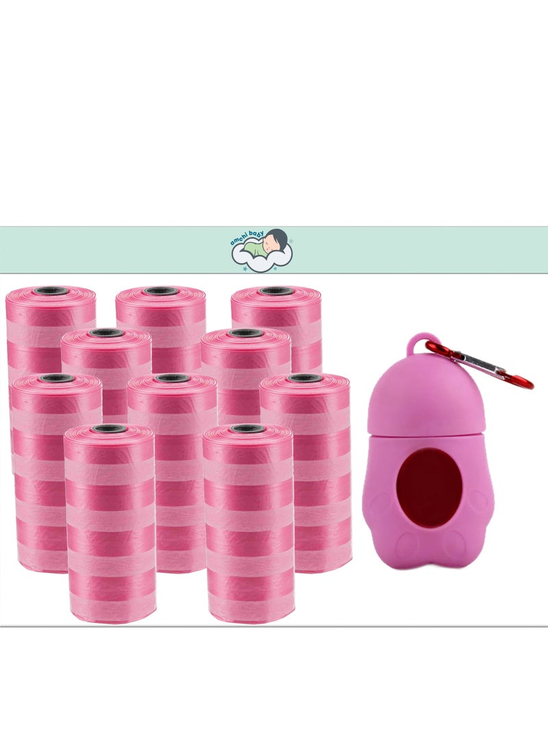 amchi baby Amchi Baby Disposable Scented Bags pack of 10 rolls/200 Bags with Dispenser- Pink  - Image 1
