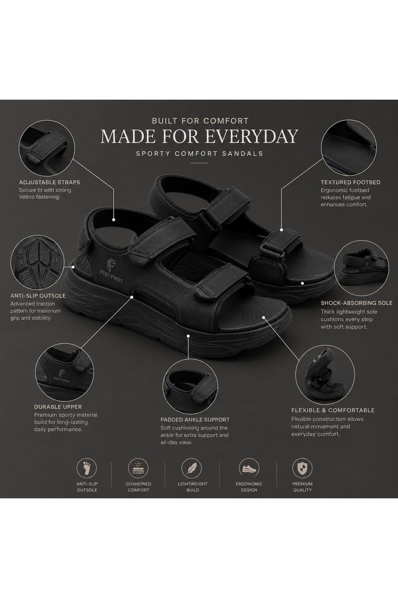 Feet First Men’s Sports Sandals with Adjustable Velcro Straps – Lightweight Comfort Outdoor Walking Sandals - Image 2