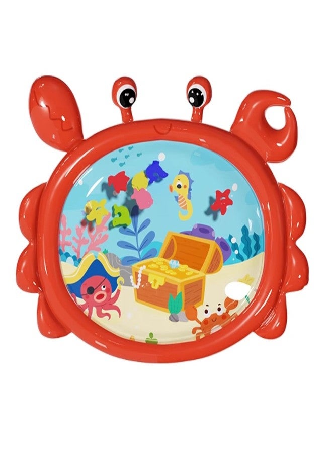 SEMITO Baby Kids Water Play Mat Toys Inflatable Tummy Time Water Play Mat and Toddlers Perfect Fun Activity Inflatable Mat, Outdoor Water Play Mat for Baby 80 x 110 CM Crab Design - Image 1