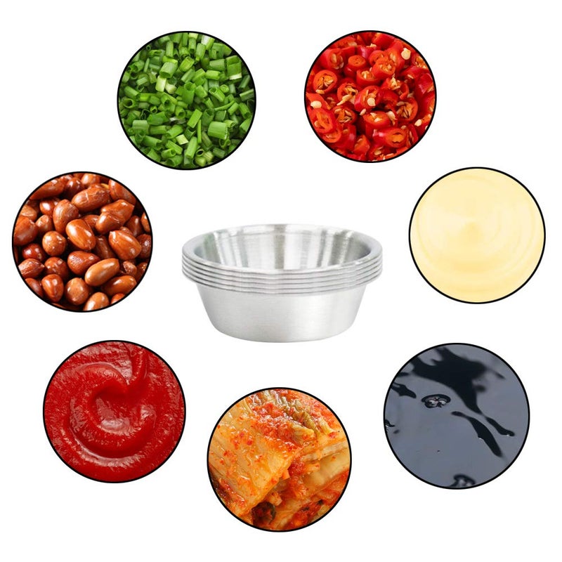 BangBoom 10Pack 2.3OZ Stainless Steel Sauce Dish  Seasoning Dishes  Premium Sushi Dipping Bowl Saucers  Metal Ramekins  Mini Appetizer Plates  Individual Condiment Sauce Cups (Silver) - Image 4