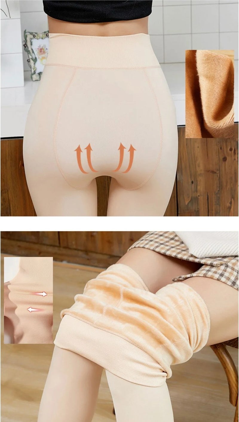 SweetSauna Inside Polar Fleece Leg Hip and Lower Abdomen Slimmer Winter Women's Corset Plush Lined Thickened Pantyhose Tights Leg Slimmer  - Image 1