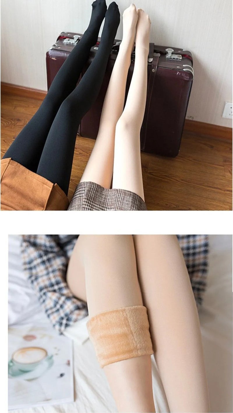 SweetSauna Inside Polar Fleece Leg Hip and Lower Abdomen Slimmer Winter Women's Corset Plush Lined Thickened Pantyhose Tights Leg Slimmer  - Image 2