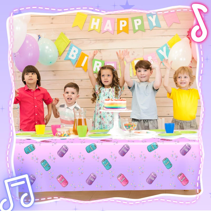 Gilprop 2 Pcs Plastic Birthday Tablecloth 108 x 54 Inches Disposable Rectangle Table Cover for Boys Girls Birthday Party Decorations (Soda Bottle) - Image 5