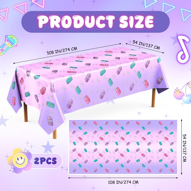 Gilprop 2 Pcs Plastic Birthday Tablecloth 108 x 54 Inches Disposable Rectangle Table Cover for Boys Girls Birthday Party Decorations (Soda Bottle) - Image 3