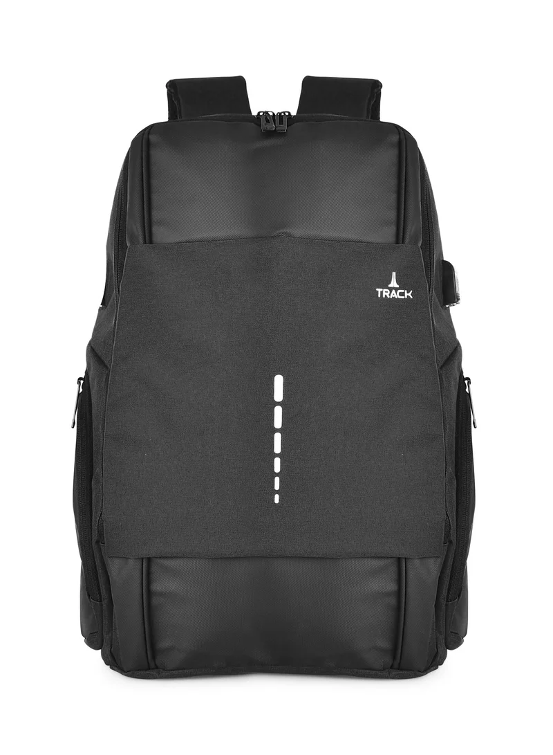 تراك حقيبة الظهر من تراك بمنفذ USB ، قماش لون أسود