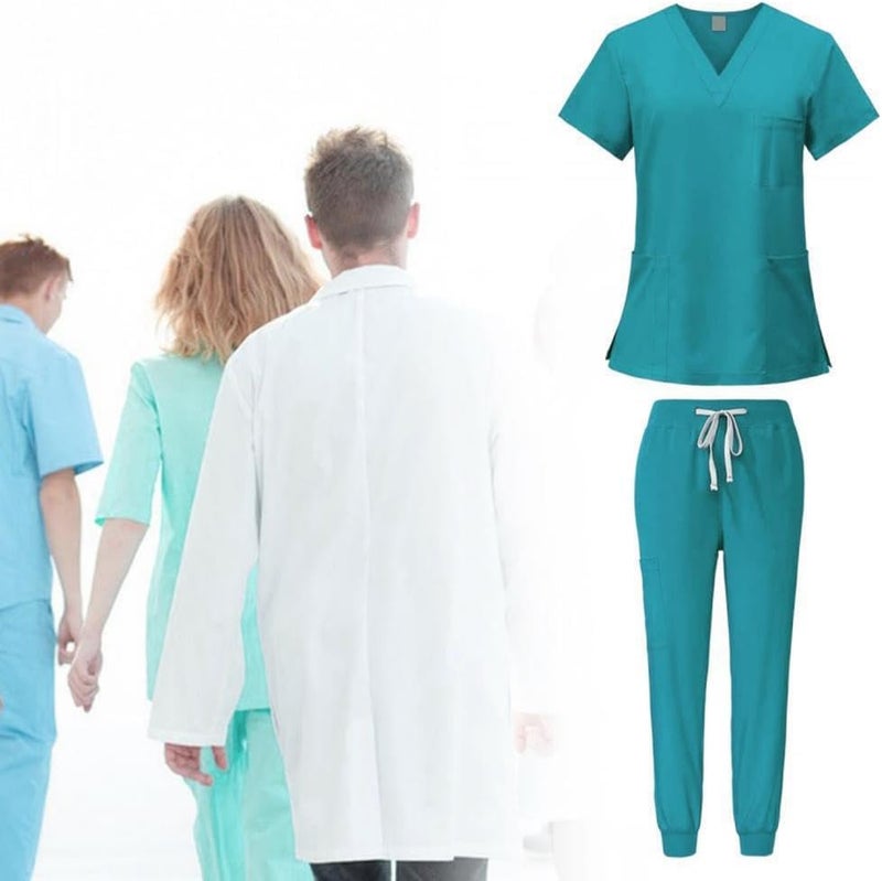 Nursing Scrubs Set Built with V Neckline Pocket Uniform Pants Machine Washable Daily Workwear Lightweight Flexible Material Suitable for, Blue, M - Image 5