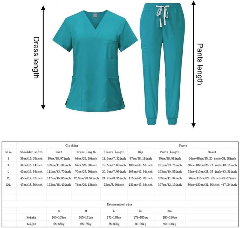 Nursing Scrubs Set Built with V Neckline Pocket Uniform Pants Machine Washable Daily Workwear Lightweight Flexible Material Suitable for, Blue, M - Image 4