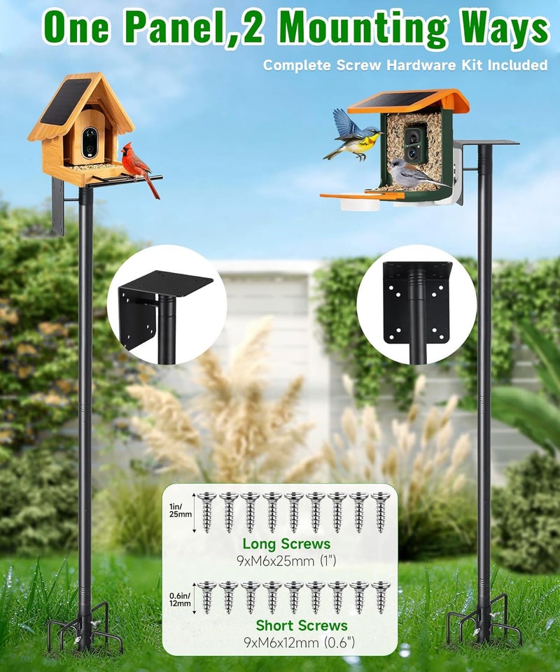 Keplrend Bird Feeder Pole 2Pack, 75" Adjustable Heavy Duty Bird House Pole Outdoor, 1" Diameter Sturdy Steel, Universal Mount Kit for Hummingbird Feeder & Bluebird House, 5-Pronged Anti-Tip Base Easy Install - Image 5