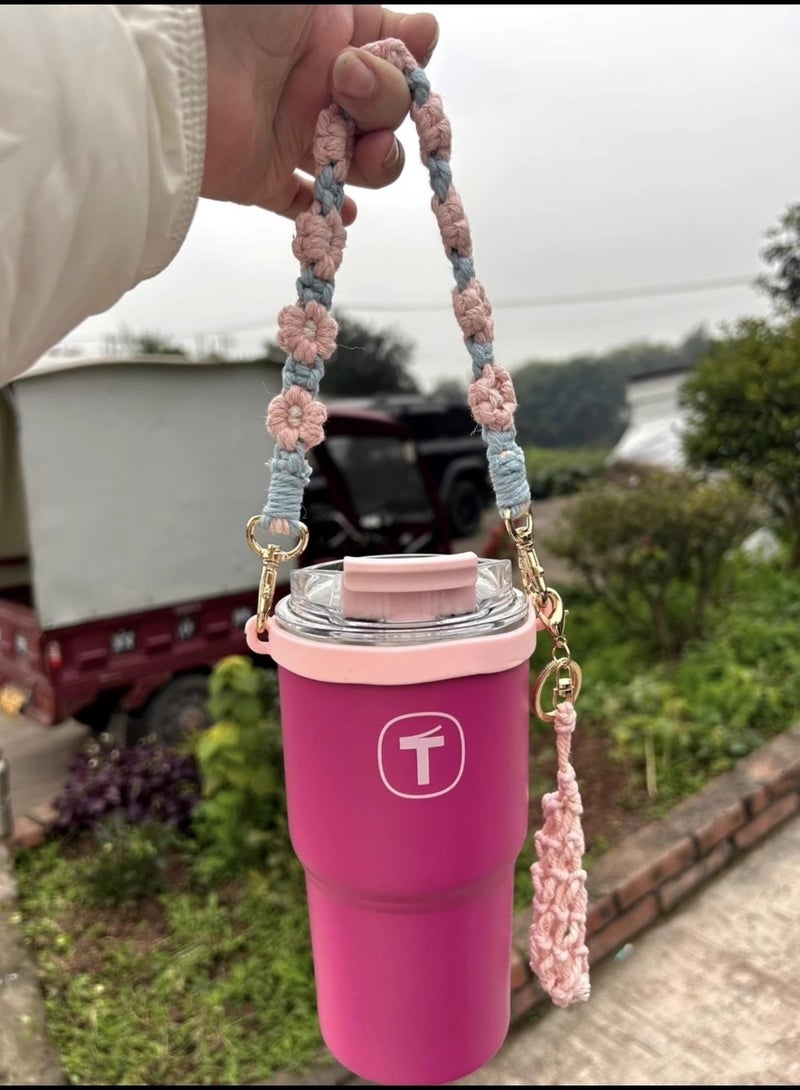 Stanley Cup Rope 3-Piece Set Daisy Flower Insulated Cup Hanging Rope Portable Stanley Cup Hanging Rope - Image 2