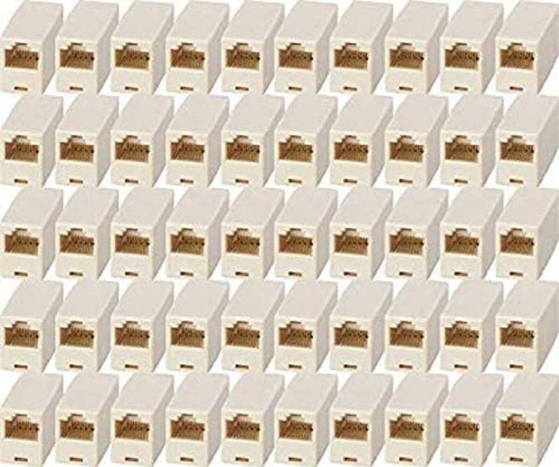 MVTECH Pack -75 RJ45 Coupler Cat7, Cat6 Cat5e RJ45 8P8C LAN Extension Jointer Extending the Ethernet Cables Female to Female Connector For Server, Router, Modem -CREAM - Image 1
