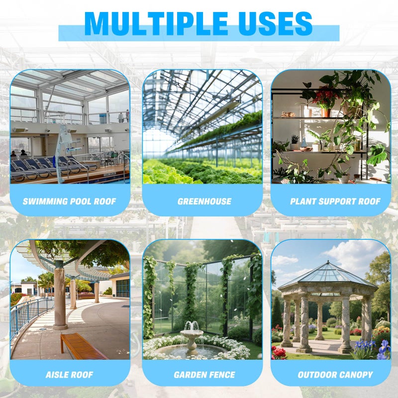 FAHKNS 14 Pack Polycarbonate Greenhouse Panels, 4' x 2' x 0.16" Twin-Wall Polycarbonate Sheets for All Weather Greenhouse Covering, Excellent Light Transmission & Weather Resistance for Optimal Plant Growth - Image 5