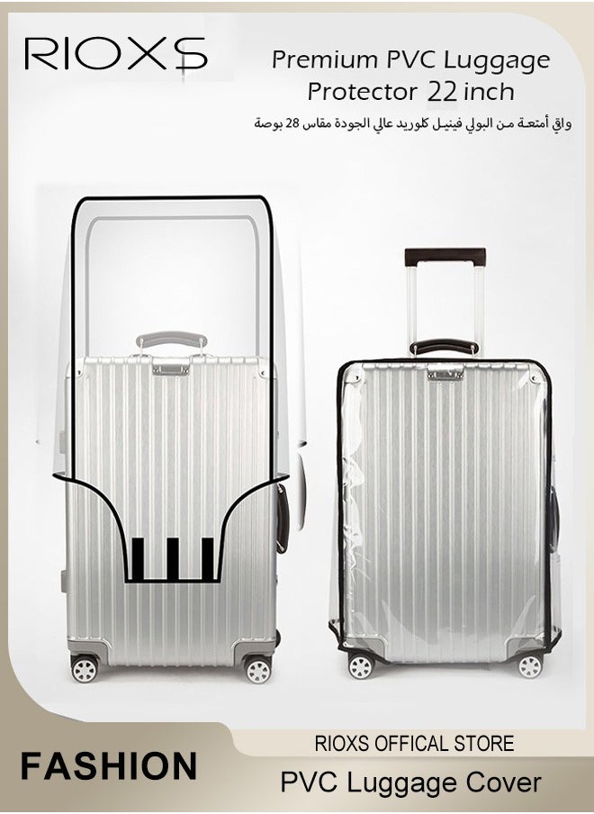 RIOXS Clear Luggage Cover,Premium PVC Luggage Protector,22 Inch Transparent Travel Luggage Protector For Wheeled Suitcase,Waterproof Dustproof & Anti-Scratch Suitcase Covers-Thickness 0.2mm,22 Inch  - Image 2