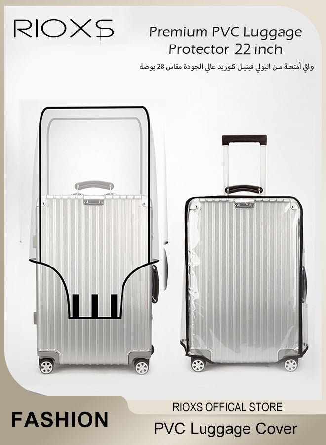RIOXS Clear Luggage Cover,Premium PVC Luggage Protector,22 Inch Transparent Travel Luggage Protector For Wheeled Suitcase,Waterproof Dustproof & Anti-Scratch Suitcase Covers-Thickness 0.2mm,22 Inch - Image 1