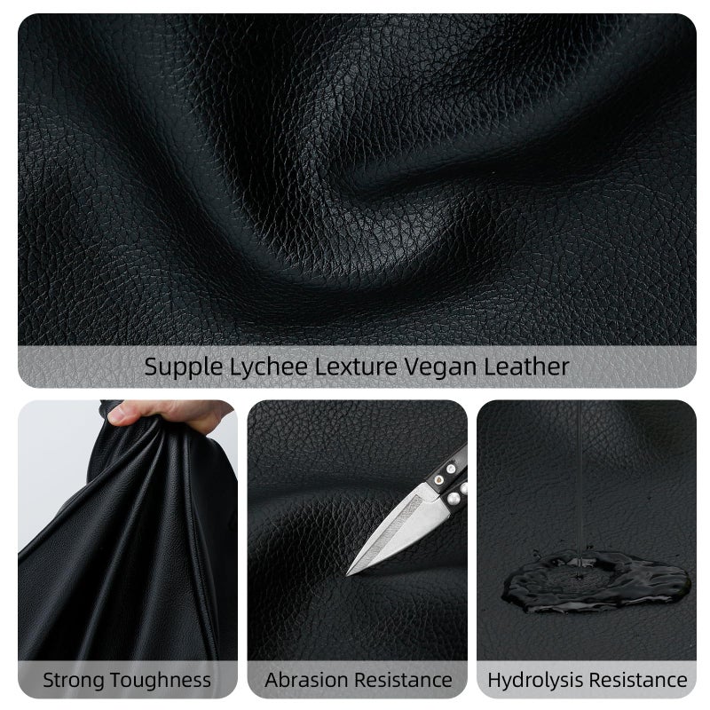 KKXIU Tote Bag for Women Vegan Leather Shoulder Purse Large Capacity Travel Bag - Black - Image 3