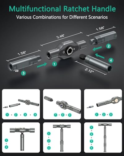 ORIA 24 in 1 Ratchet Screwdriver Set Magnetic Screwdriver Kit DIY Repair Tool Kit Detachable Assembly T Handle Portable Case for Bicycle Furniture Electronics DIY - Image 3