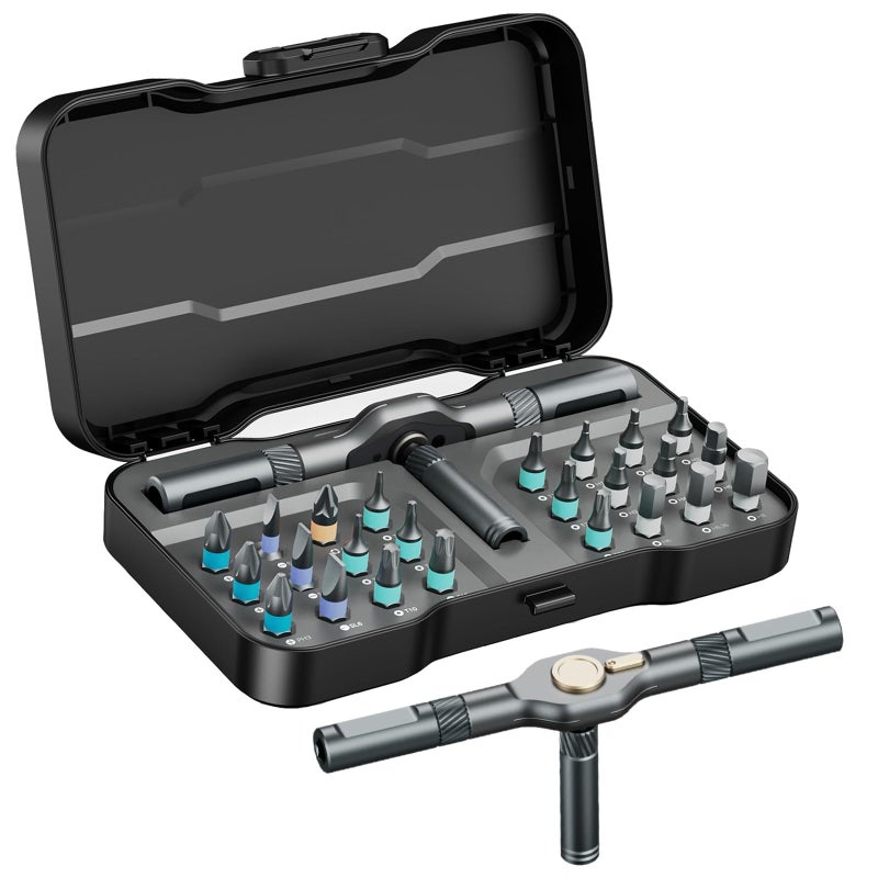 ORIA 24 in 1 Ratchet Screwdriver Set Magnetic Screwdriver Kit DIY Repair Tool Kit Detachable Assembly T Handle Portable Case for Bicycle Furniture Electronics DIY - Image 2